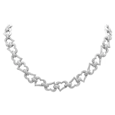 Pre-owned Piaget 5.80 Carats Total Round Brilliant Cut Diamond Heart Shape Link Necklace In Multi