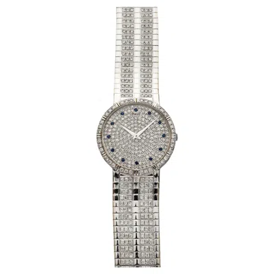 Pre-owned Piaget 8025 18k Wg Factory Diamond Case & Bracelet Pave Sapphire Dial In Blue