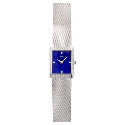 Pre-owned Piaget 9151 Blue Lapis Dial Watch In 18k White Gold, 1970s