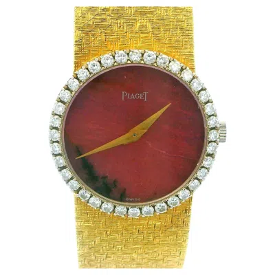 Pre-owned Piaget 9706b68 Rhodochrosite Dial Diamond Bezel Mesh Bracelet In 18k Yellow Gold