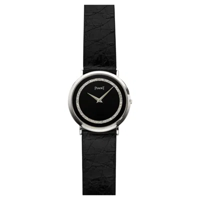 Pre-owned Piaget Altiplano 9032 18k Wg Natural Onyx Diamond Dial Manual 33mm In Black