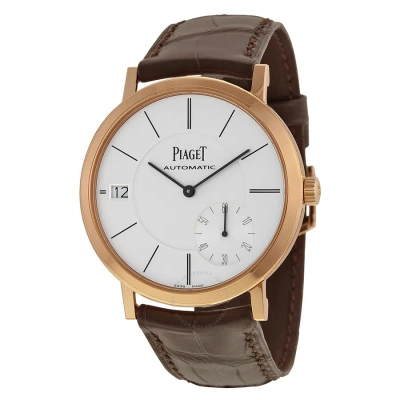 Piaget Altiplano Automatic Silver Dial Brown Leather Men's Watch G0a38131 In Gold