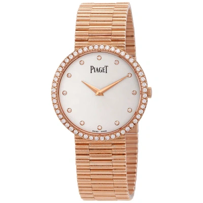 Piaget Altiplano Traditional Hand Wind Diamond Silver Dial Ladies Watch G0a37046 In Gold
