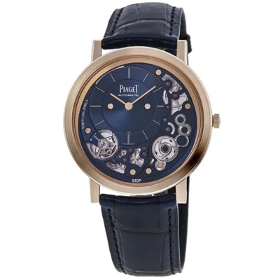 Piaget Altiplano Ultimate Automatic Blue Dial 18k Rose Gold Leather Strap Men's Watch G0a48125