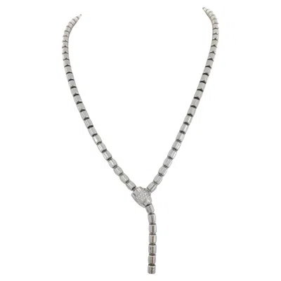 Pre-owned Piaget Authentic  Flat Possession 18k White Gold Diamond Y Lariat Necklace