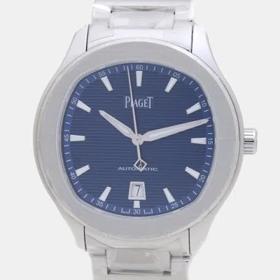 Pre-owned Piaget Blue Stainless Steel Polo S G0a41002 Automatic Men's Wristwatch 42 Mm
