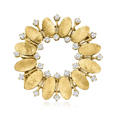 Pre-owned Piaget C. 1980 Vintage  1.20 Ct. T.w. Diamond Flower Pin In 18kt Yellow Gold