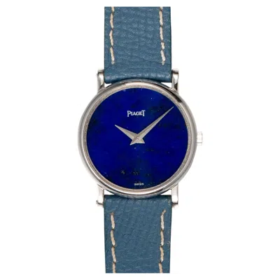 Pre-owned Piaget Classic 9005 Lapis Dial 18k Wg In Multi