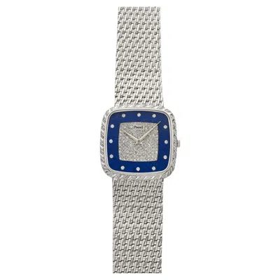 Pre-owned Piaget Cushion 9771 P61 18k Wg Lapis Lazuli Diamond Dial Manual 30mm In Multi