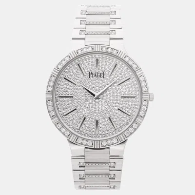Pre-owned Piaget Dancer G0a34054 Silver 18k White Gold Diamond Manual Winding Men's Watches 38mm
