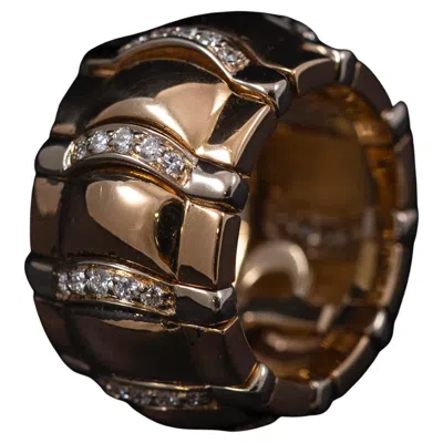Pre-owned Piaget Diamond Bombe Wide Band Ring 19.2k Portuguese Special Gold Vintage 1990s In Multi