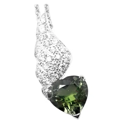 Pre-owned Piaget Diamond Peridot Heart White Gold Pendant Necklace