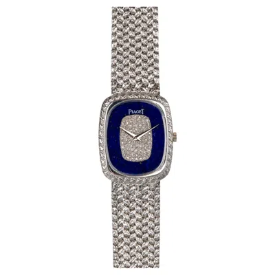 Pre-owned Piaget Ellipse 9251 D2 Lapis Lazuli Pave Diamond Stone Dial 18k Wg Manual Windin In Multi