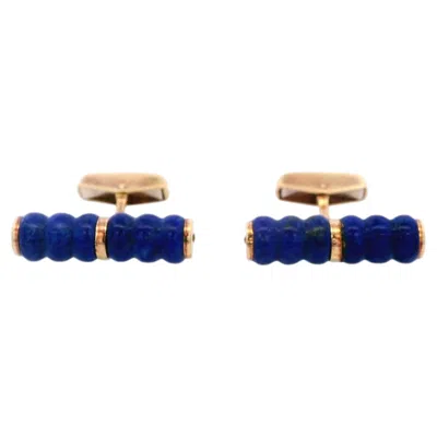 Pre-owned Piaget French 18kt Yellow Gold And Lapis Lazuli Cufflinks