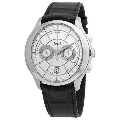 Piaget Gouverneur 18kt White Gold Chronograph Automatic Silver Dial Men's Watch G0a38112 In Black