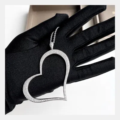 Pre-owned Piaget Heart Large 18k White Gold Diamond Set Necklace