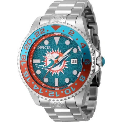 Pre-owned Piaget Invicta Nfl Miami Dolphins Automatic Date Dive Green Dial Men's Watch 45029
