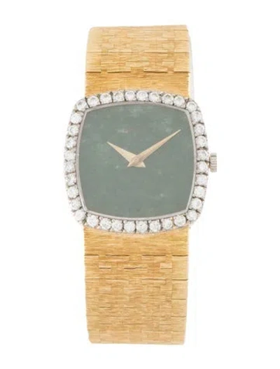 Pre-owned Piaget Jade Hard Stone Dial Watch, 23mm In Multi
