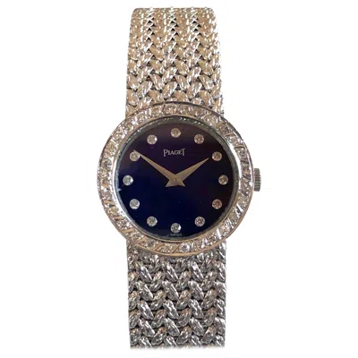 Pre-owned Piaget Ladies White Gold Diamond And Lapis Mechanical Wristwatch