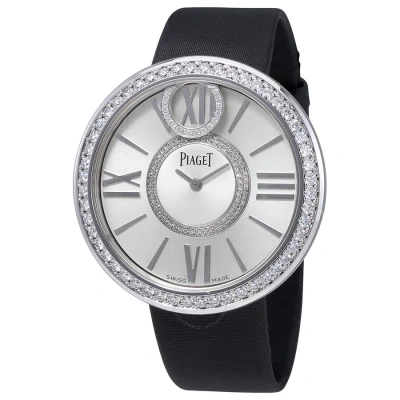 Piaget Limelight Dancing Light Silver Dial Satin Strap Ladies Watch G0a36156 In Black