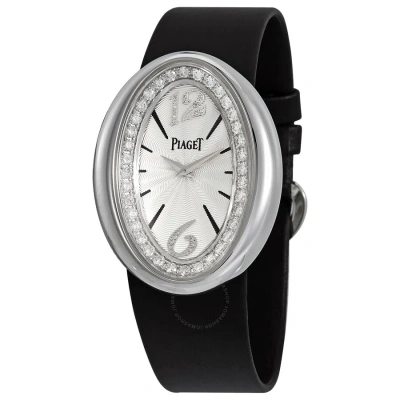 Piaget Limelight Magic Hour Silver Dial 18kt White Gold Diamond Black Satin Ladies Watch G0a32099 In Black / Gold / Lime / Silver / White