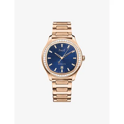 Piaget Mens Pink Gold Polo Rose-gold And Diamond Watch 36mm In Burgundy