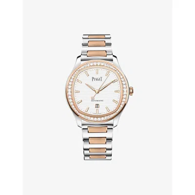 Piaget Mens Silver Pgg0a48026 Polo Date 18ct Rose-gold, Stainless Steel And Diamond Watch In Burgundy