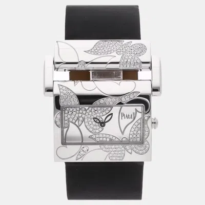 Pre-owned Piaget Miss Protocole G0a33048 Silver 18k White Gold Diamond Quartz Women's Watches 30mm