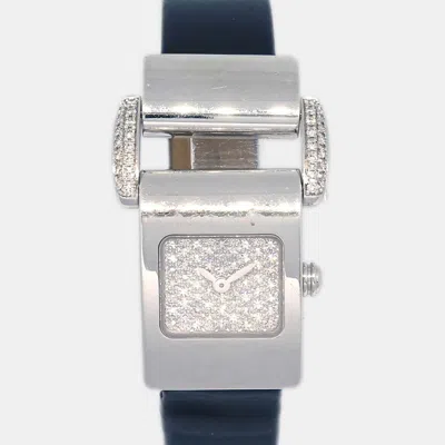 Pre-owned Piaget Miss Protocole Silver Black 18k White Gold Diamond Quartz Women's Wristwatch 17 Cm