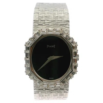 Pre-owned Piaget Octagonal Diamond 9341 A6 18k White Gold Onyx Dial Ladies Watch