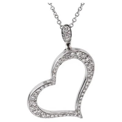 Pre-owned Piaget Pave Diamond Heart 18k White Gold Pendant Necklace