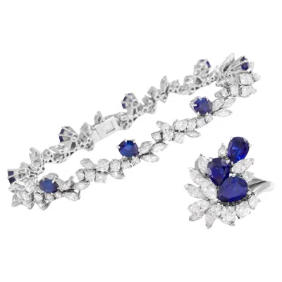 Pre-owned Piaget Platinum  Ring & Matching Bracelet, Sapphires & Diamonds, One Of A Kind ! In Multi
