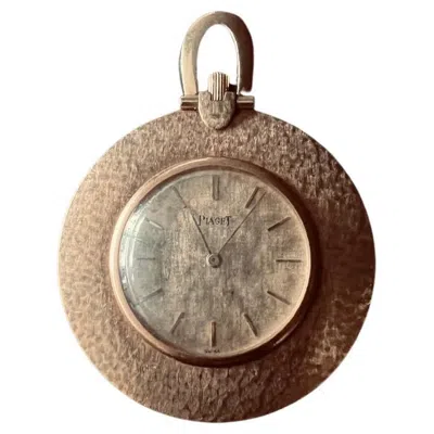 Pre-owned Piaget Pocket Watch With Linen Decoration Ca' 1960's 18k Gold In Multi