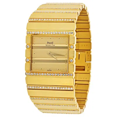 Pre-owned Piaget Polo 18 Karat Yellow Gold Diamond Bracelet Watch