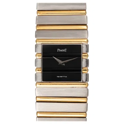 Pre-owned Piaget Polo 7131 C701 Black Onyx Dial 18k Wg/yg Quartz 1980s