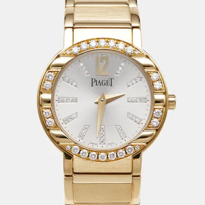 Pre-owned Piaget Polo G0a26032 Silver Dial 18k White Gold 18k Yellow Gold Diamond Women's Wristwatch 28 Mm