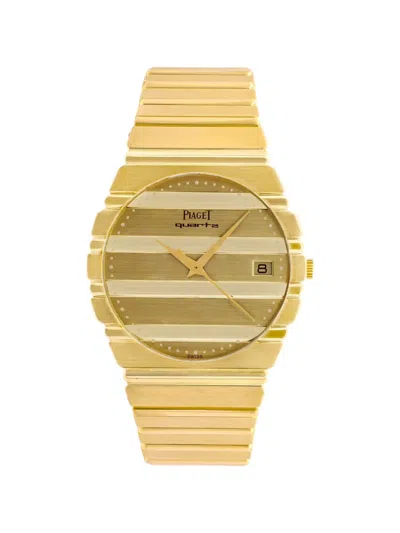 Pre-owned Piaget Polo Horizontal-gadroon 34mm Watch In Gold