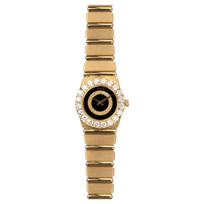 Pre-owned Piaget Polo Mini 8286 C701 Big Diamond Bezel Onyx Dial 18k Yg In Black