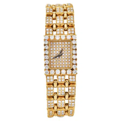 Pre-owned Piaget Polo Quartz 18k Yellow Gold Pave Diamond Mini Ladies Watch