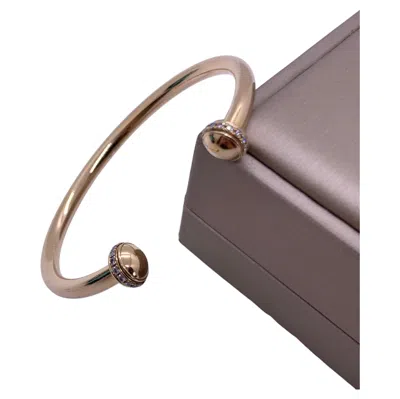 Pre-owned Piaget Possession 18k Rose Gold Diamond Open Cuff Bangle Bracelet Size 16 In Red