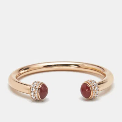 Pre-owned Piaget Possession Carnelian Diamond 18k Rose Gold Charm Bracelet 15