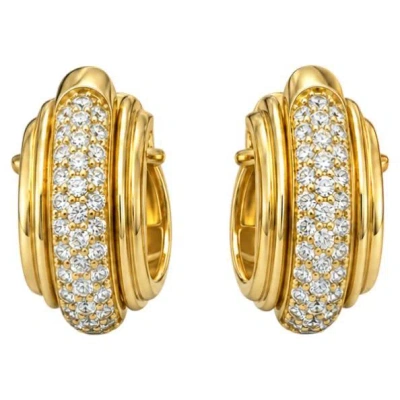 Pre-owned Piaget Possession Diamond Huggie Hoop Earrings 18k Yellow Gold Signed