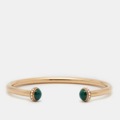 Pre-owned Piaget Possession Diamond Malachite 18k Rose Gold Bracelet 17