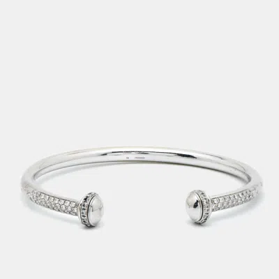 Pre-owned Piaget Possession Diamonds 18k White Gold Open Cuff Bracelet 16