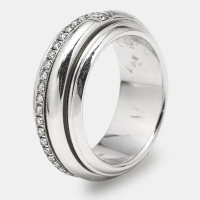 Pre-owned Piaget Possession Diamonds 18k White Gold Ring Size 54