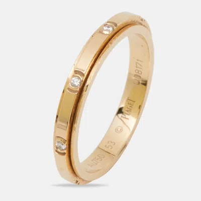 Pre-owned Piaget Possession Diamonds 18k Yellow Gold Ring Size 53