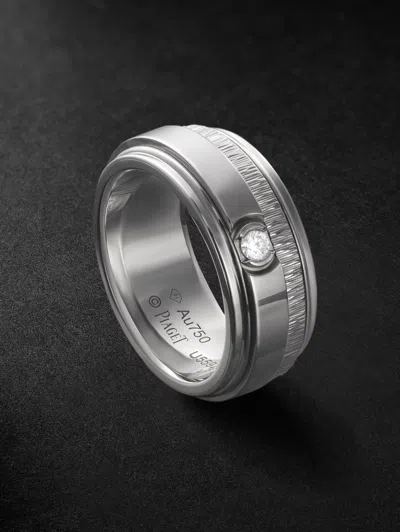 Piaget Possession Large Engraved 18-karat White Gold Diamond Ring In Silver