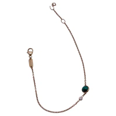 Pre-owned Piaget Possession Malachite Diamond 18k Rose Gold Chain Bracelet In Red