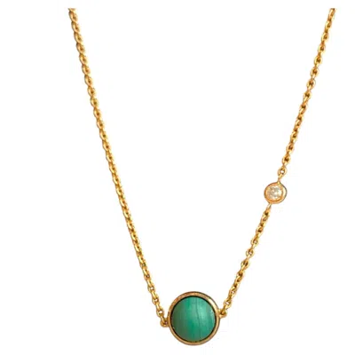 Pre-owned Piaget Possession Malachite Diamond Pendant Necklace 18k Gold Au750 In Multiple