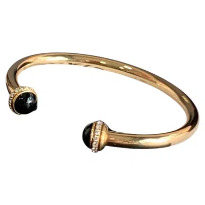 Pre-owned Piaget Possession Open Bangle Bracelet 18k Rose Gold Onyx Diamond Cuff In Red